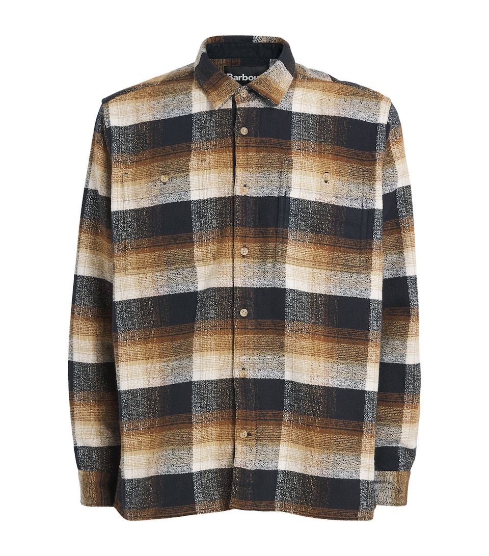 Barbour Mens Cotton Check Woodfoot Relaxed Shirt Black
