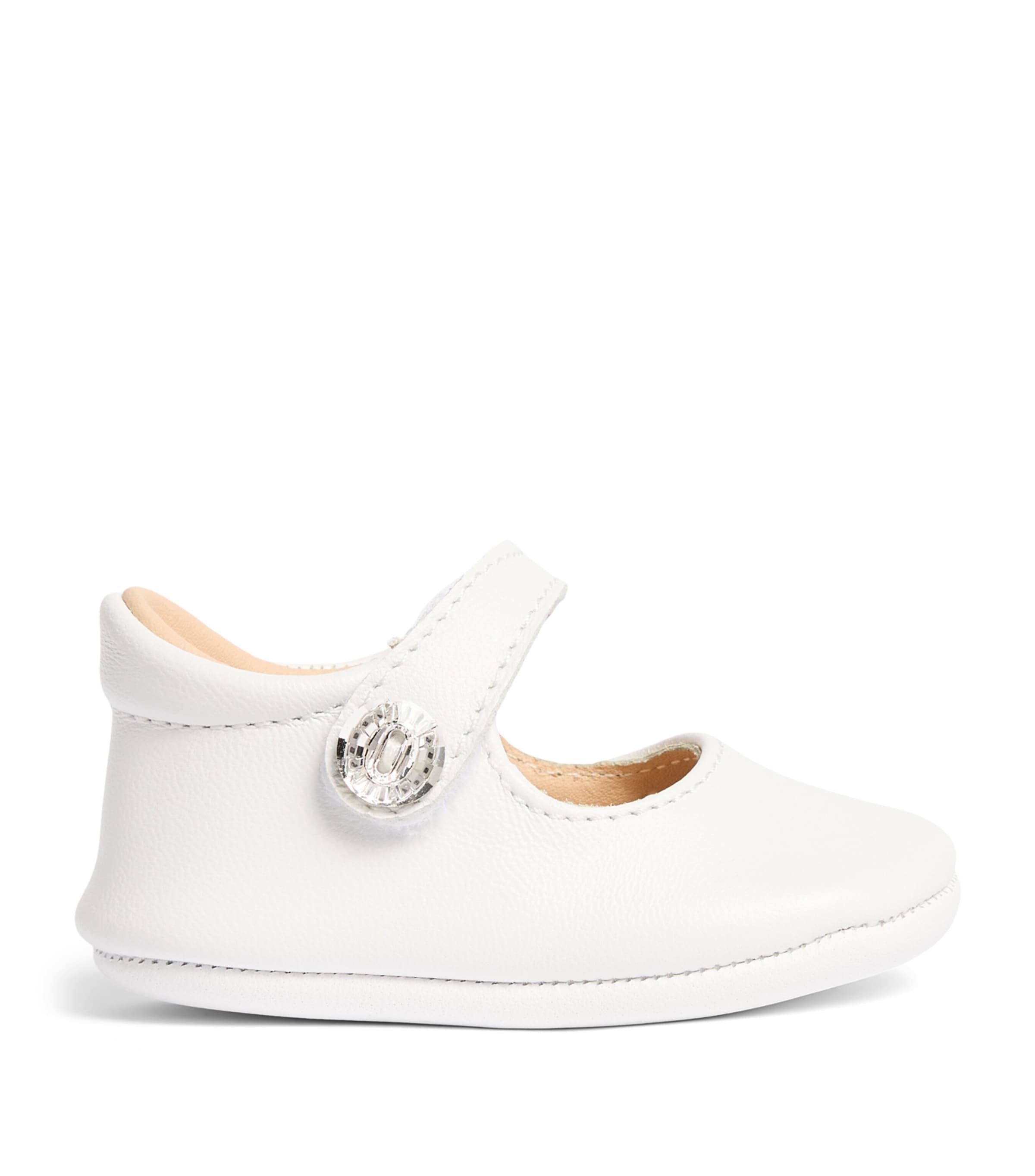 Monnalisa Leather Mary Janes Panna