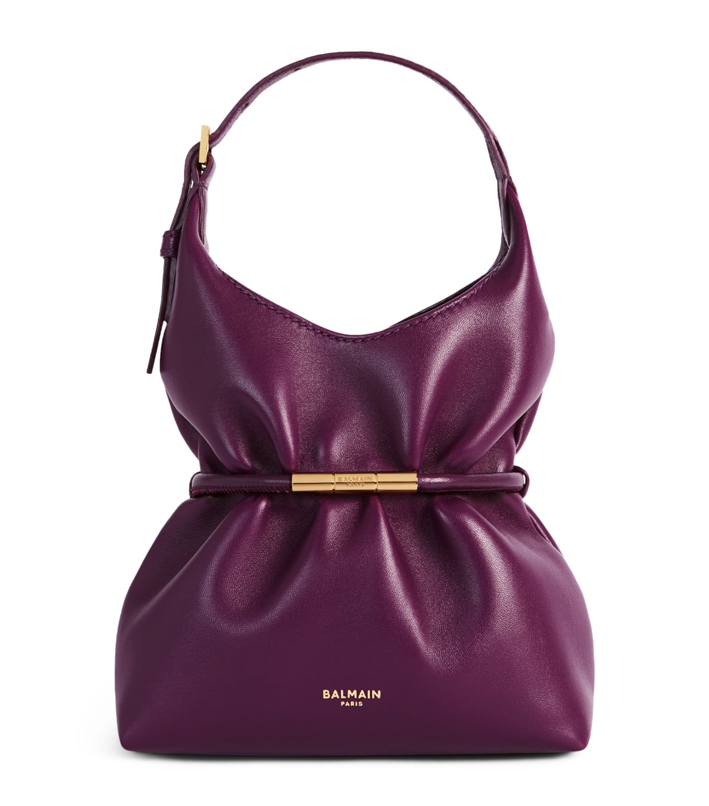 Balmain Mini Lambskin Sphynx Top-Handle Bag Merlot