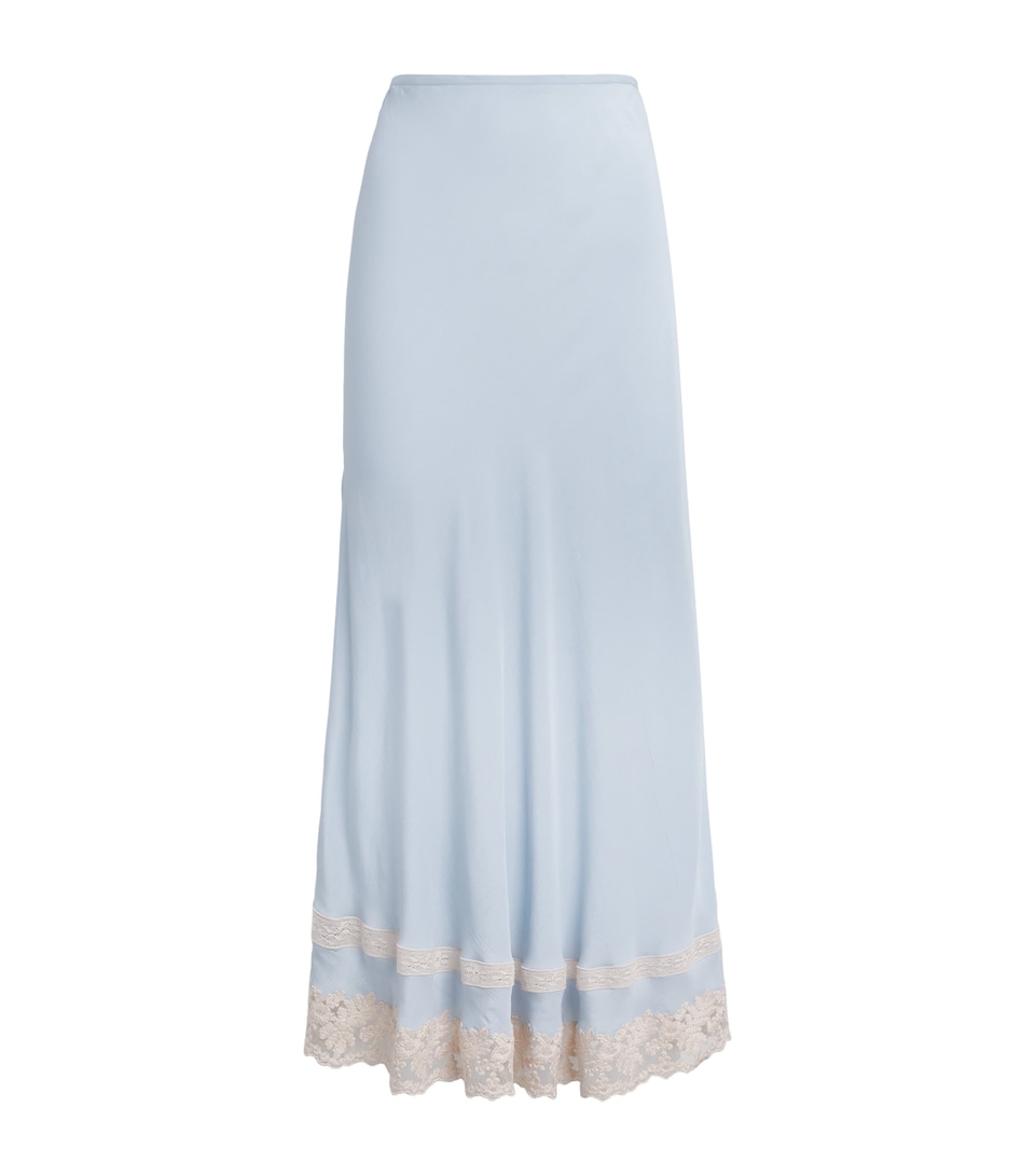Rixo Womens Lace-Trim Costanza Maxi Skirt Bluebell