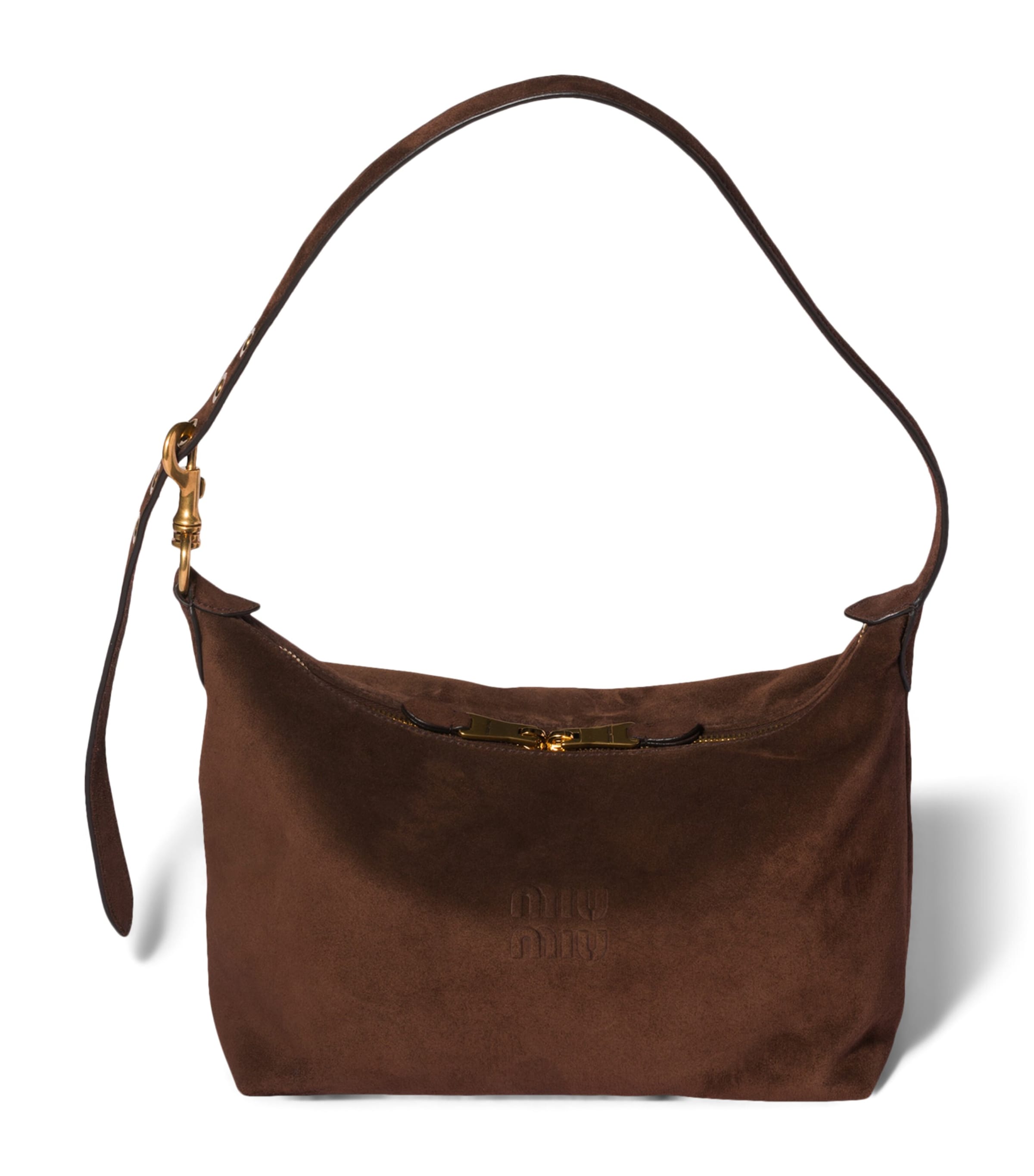 Miu Miu Medium Suede Spirit Shoulder Bag Brown