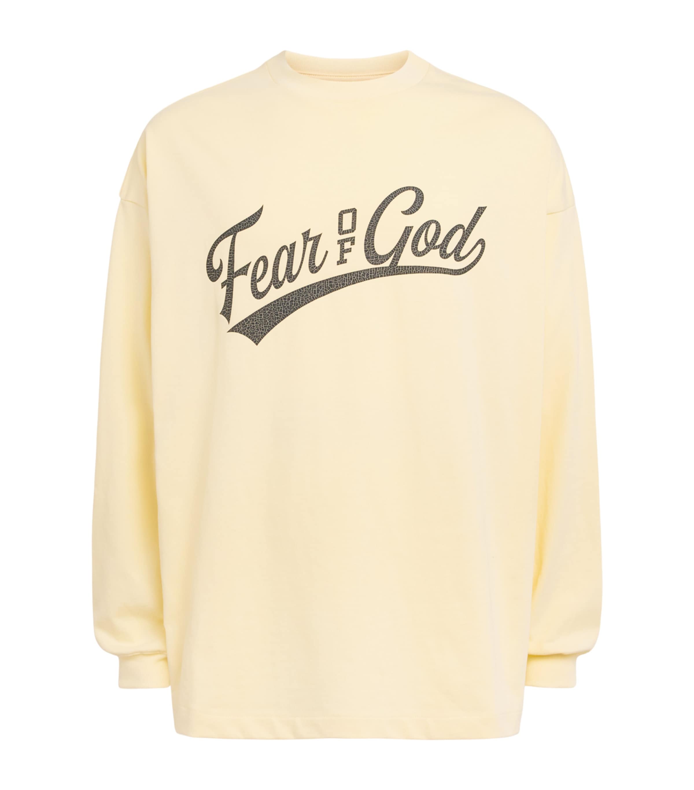 FEAR OF GOD ESSENTIALS Mens Cotton Merch Long-Sleeve T-Shirt Chalk