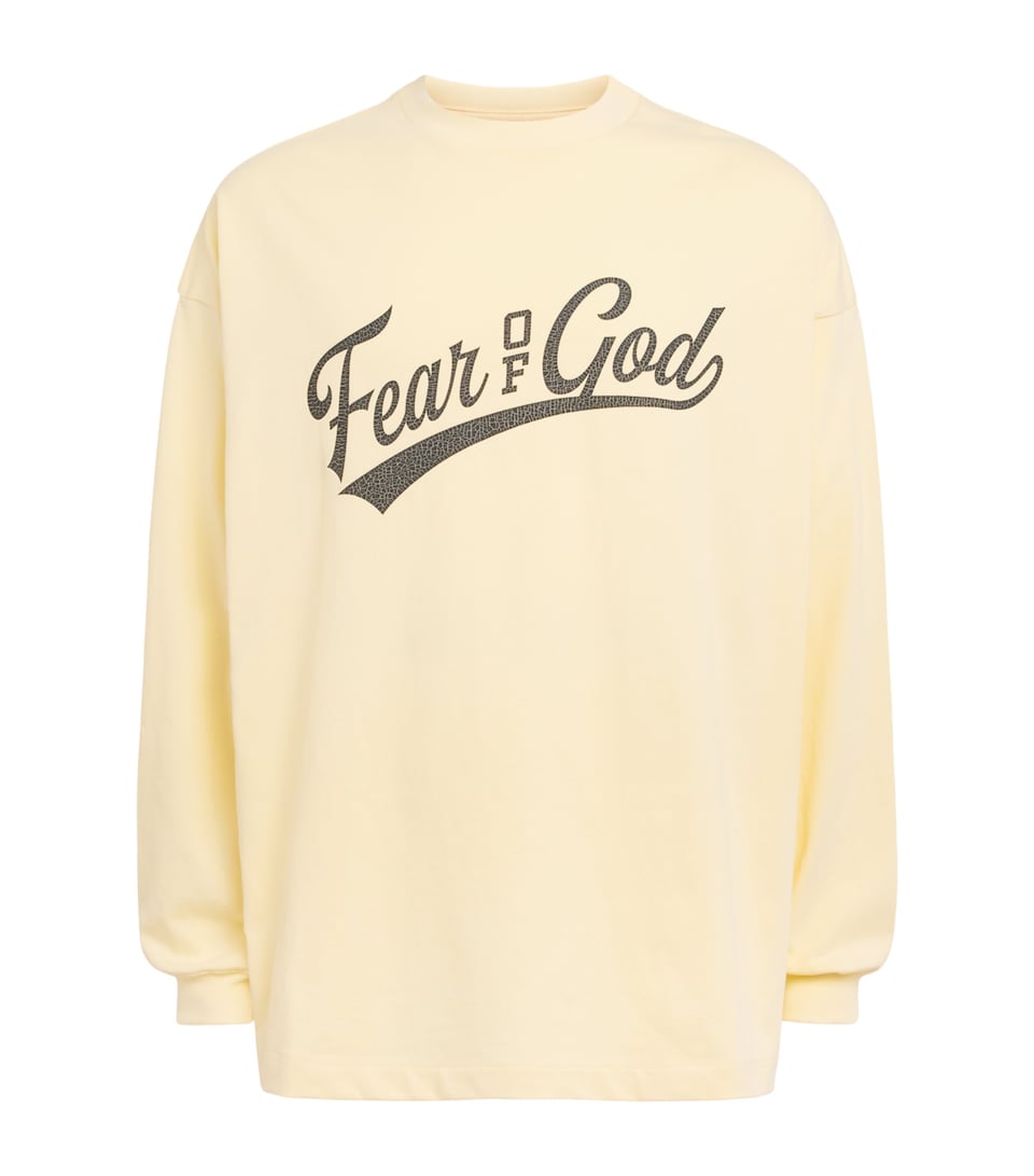 FEAR OF GOD ESSENTIALS Mens Cotton Merch Long-Sleeve T-Shirt Chalk
