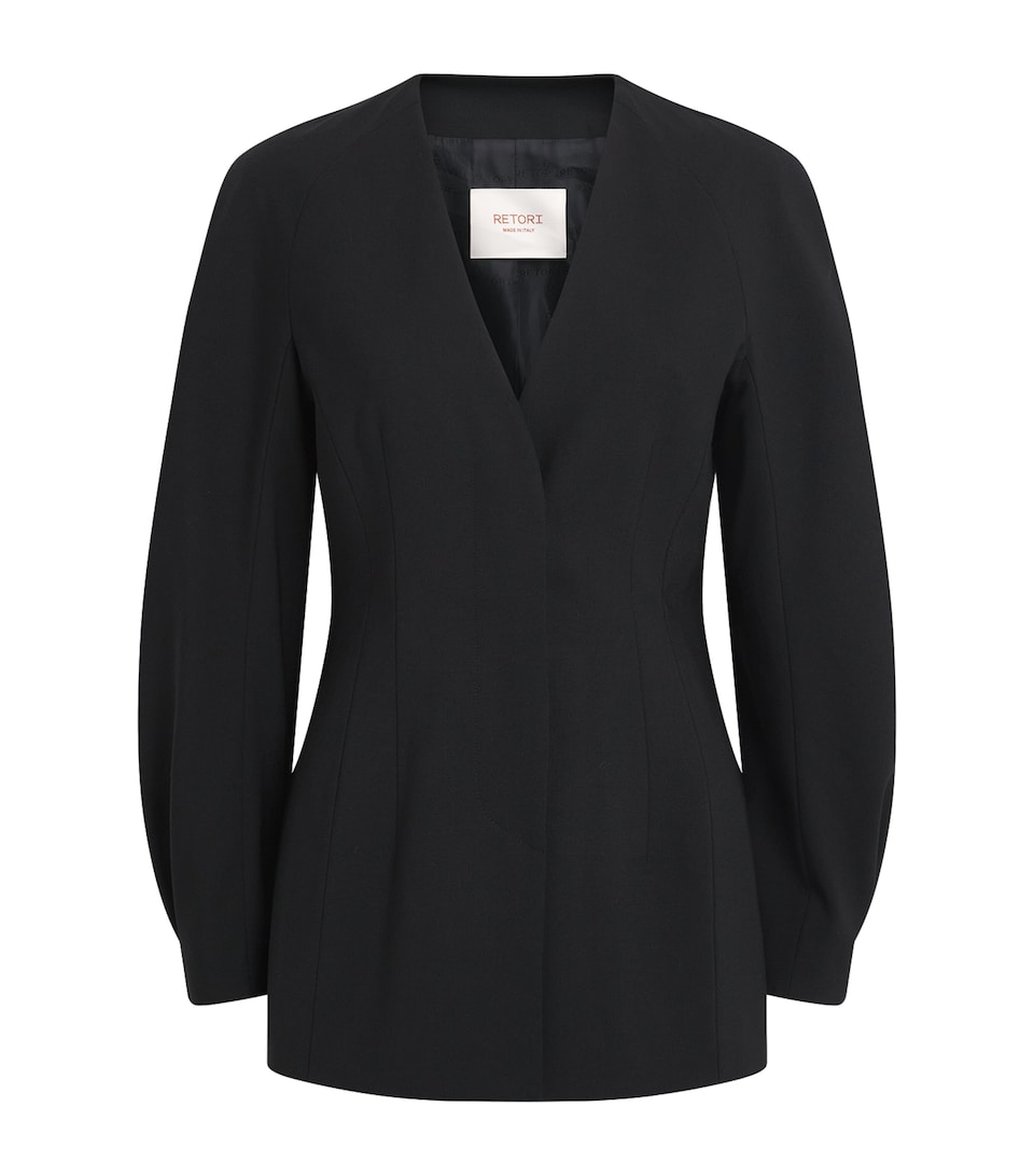 RETORI Womens Virgin Wool Hourglass Blazer Black