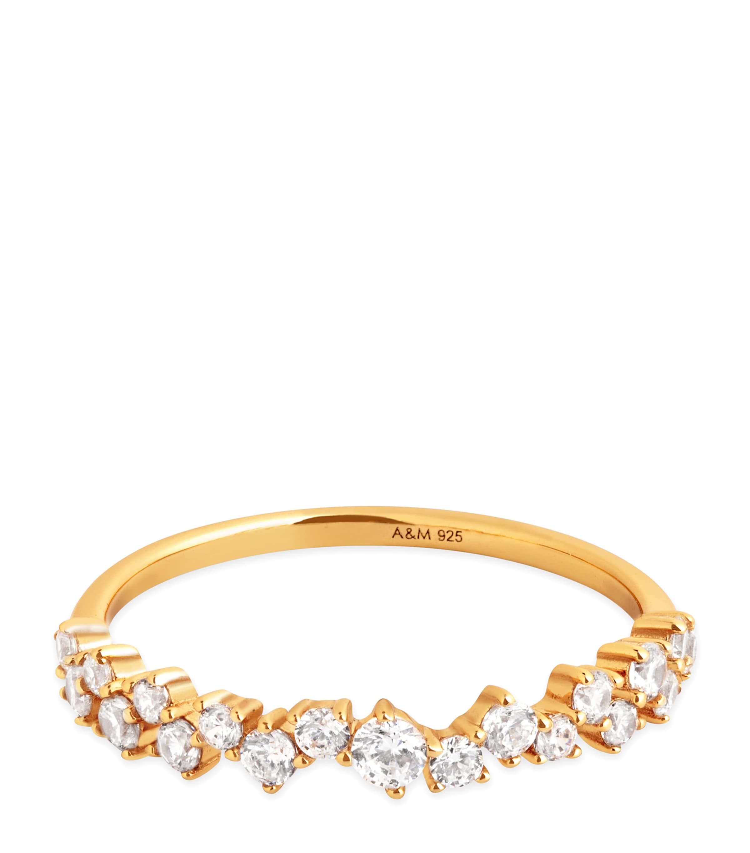 Gold-Plated Crystal Scatter Band Ring