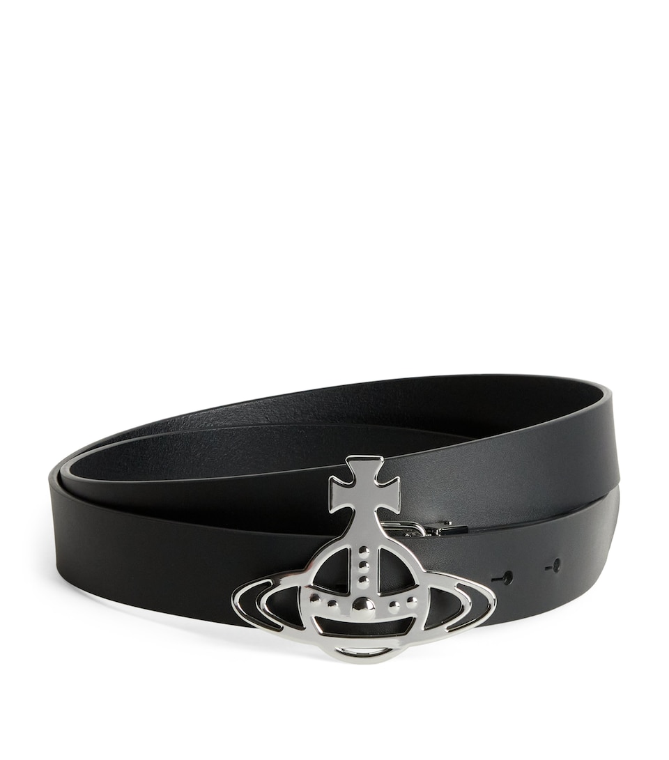 Leather Line Orb Buckle Belt