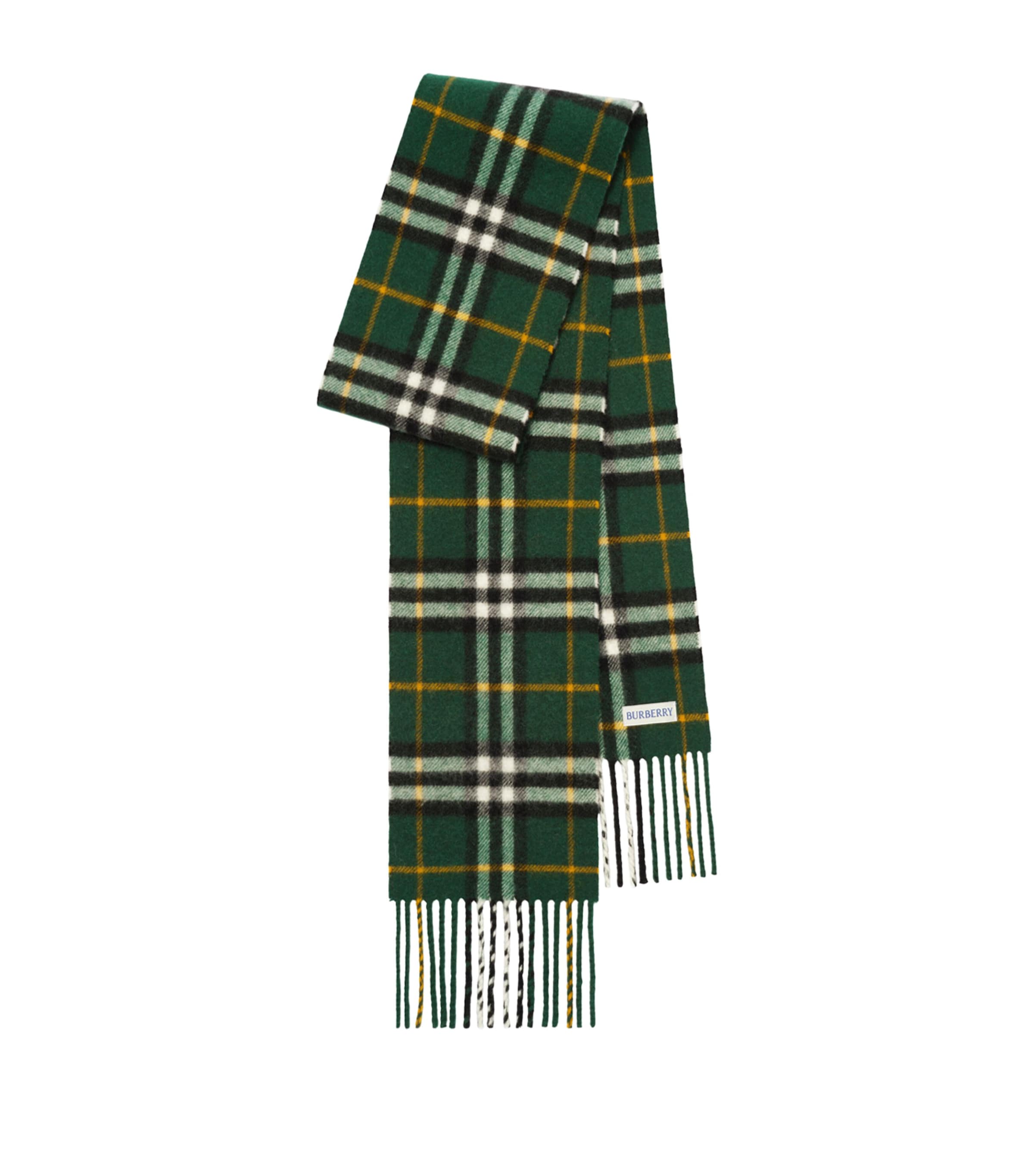 Burberry Cashmere Narrow Check Scarf Dark Fern Green