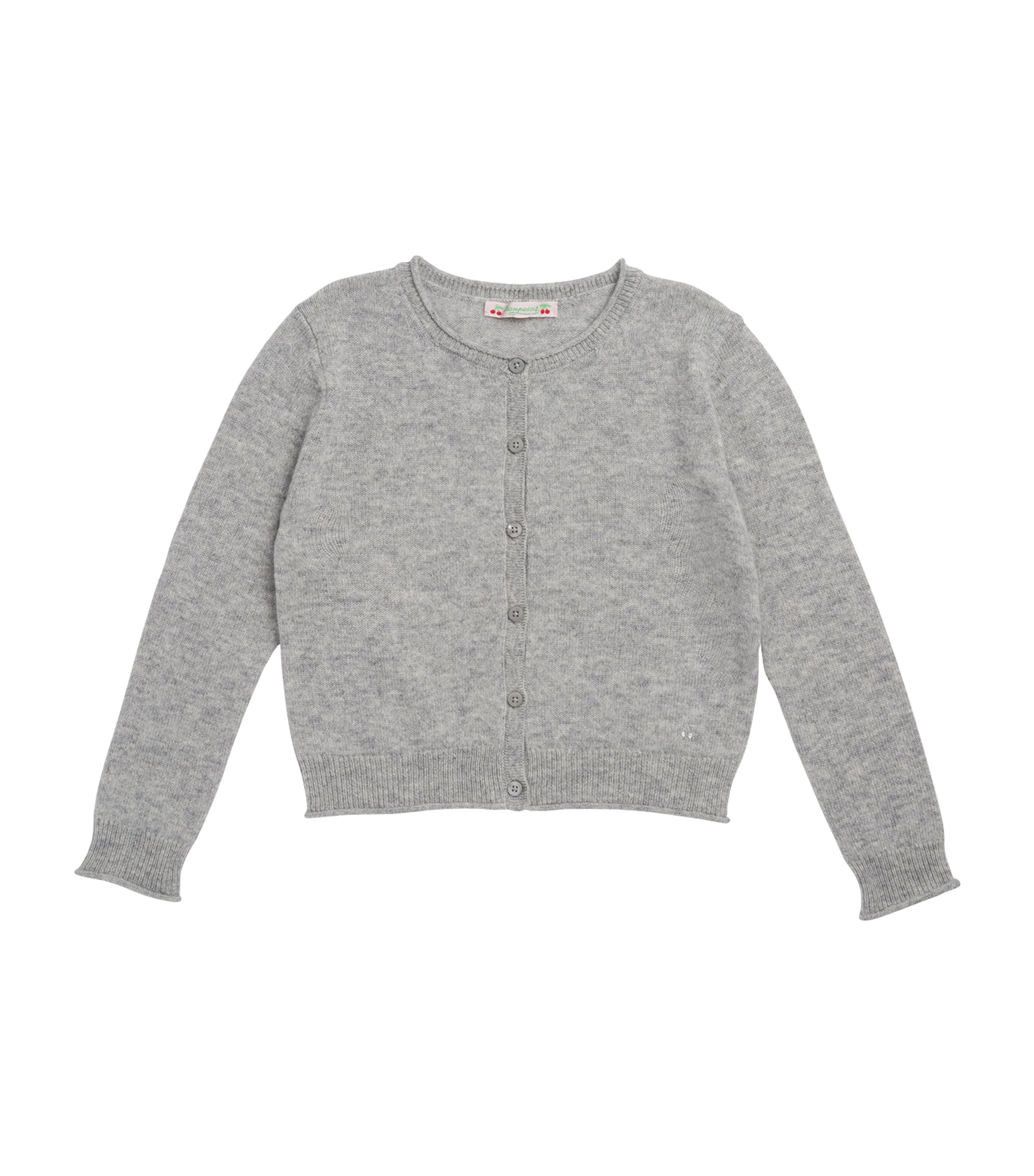 Bonpoint Wool Rolled-Hem Cardigan (10-12 Years) Gris Chine C.