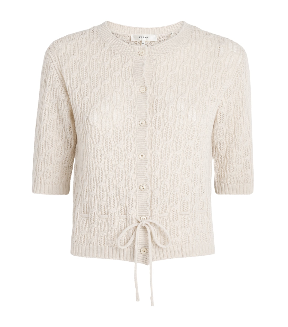 FRAME Womens Wool-Cashmere Clover Cardigan Oatmeal Heather