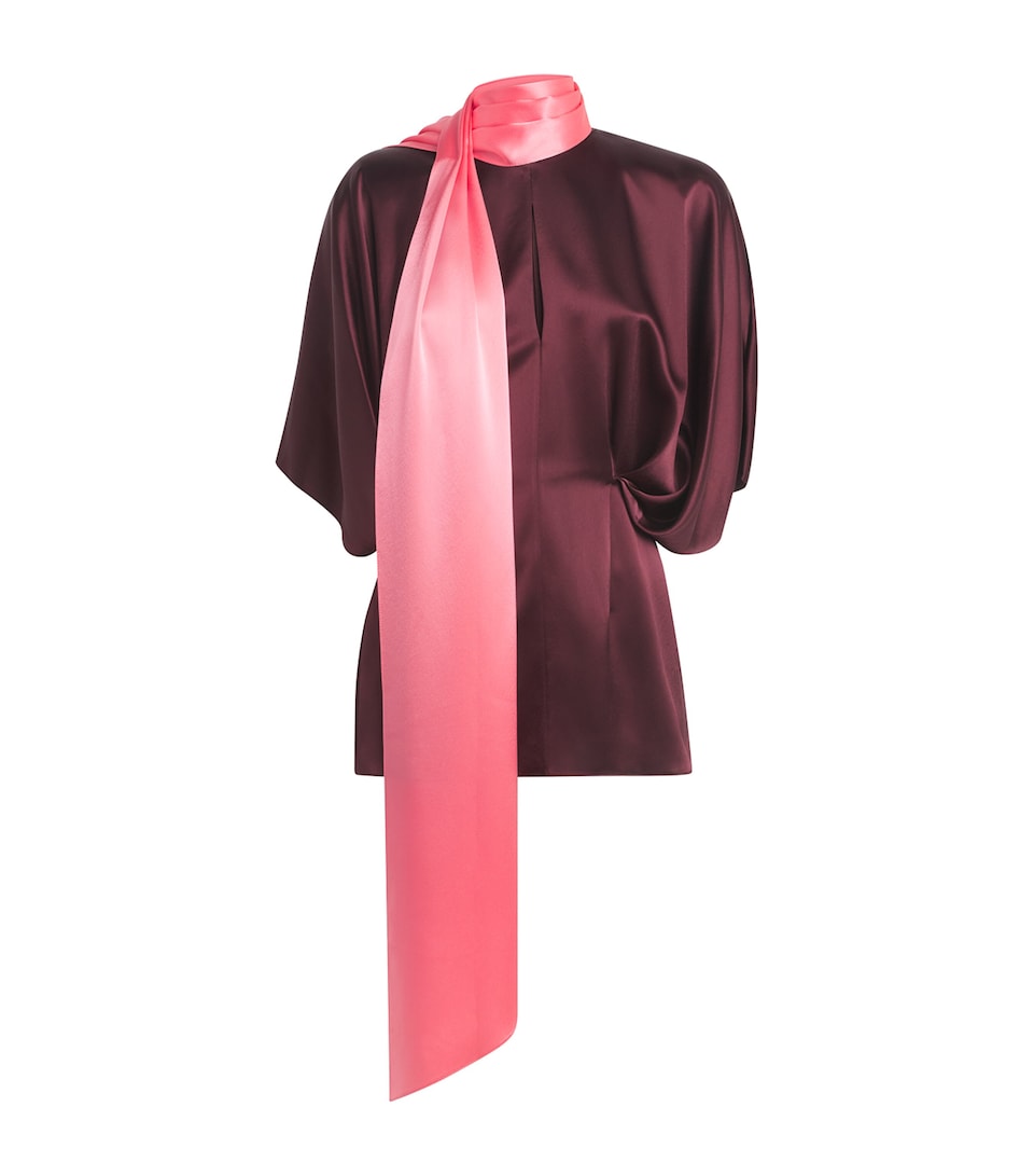 Roksanda Womens Tie-Neck Satin Luma Blouse Calliope/peau