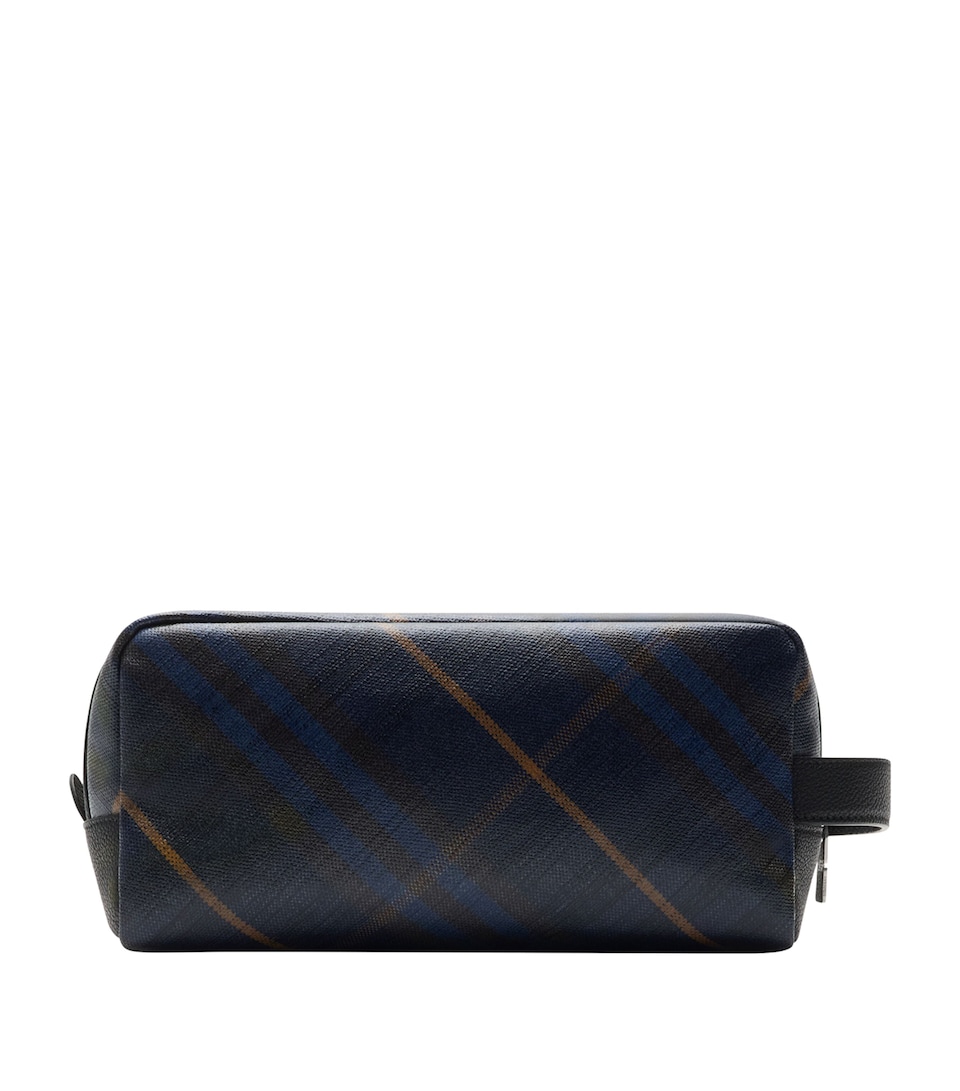 Cotton-Blend Check Travel Pouch