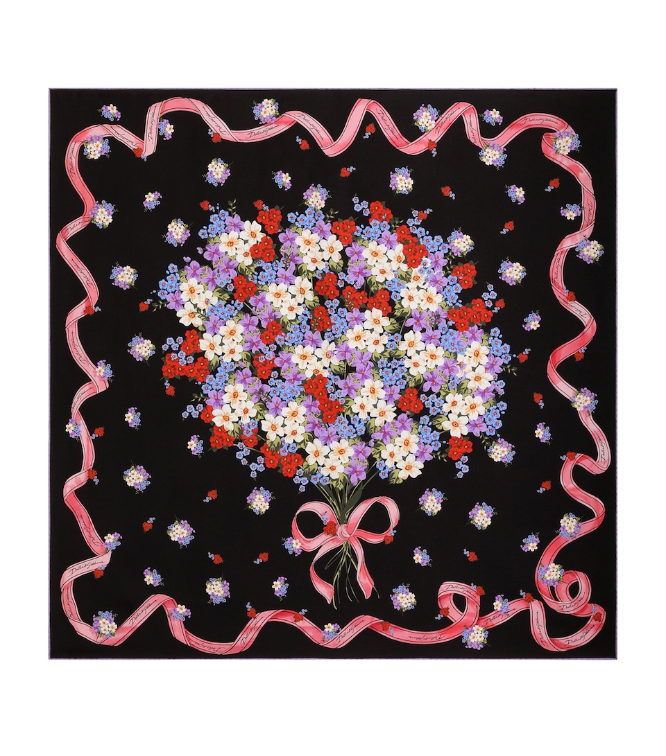 Silk Bouquet Print Foulard