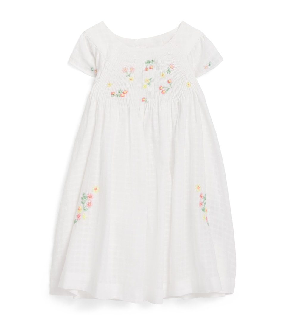 Cotton Embroidered Smocked Dress (3 Months – 4 Years)