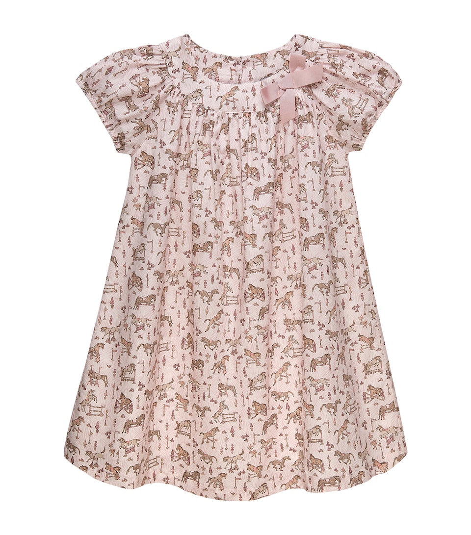 Trotters Cotton Liberty Print Bow Dress (2-5 Years) Pink