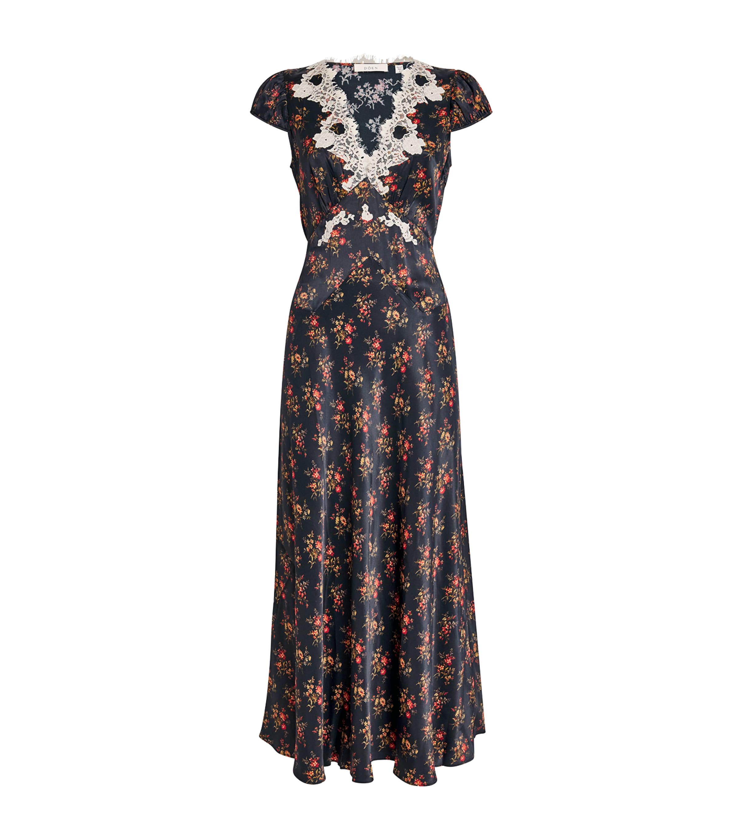 Satin Floral Coraline Midi Dress