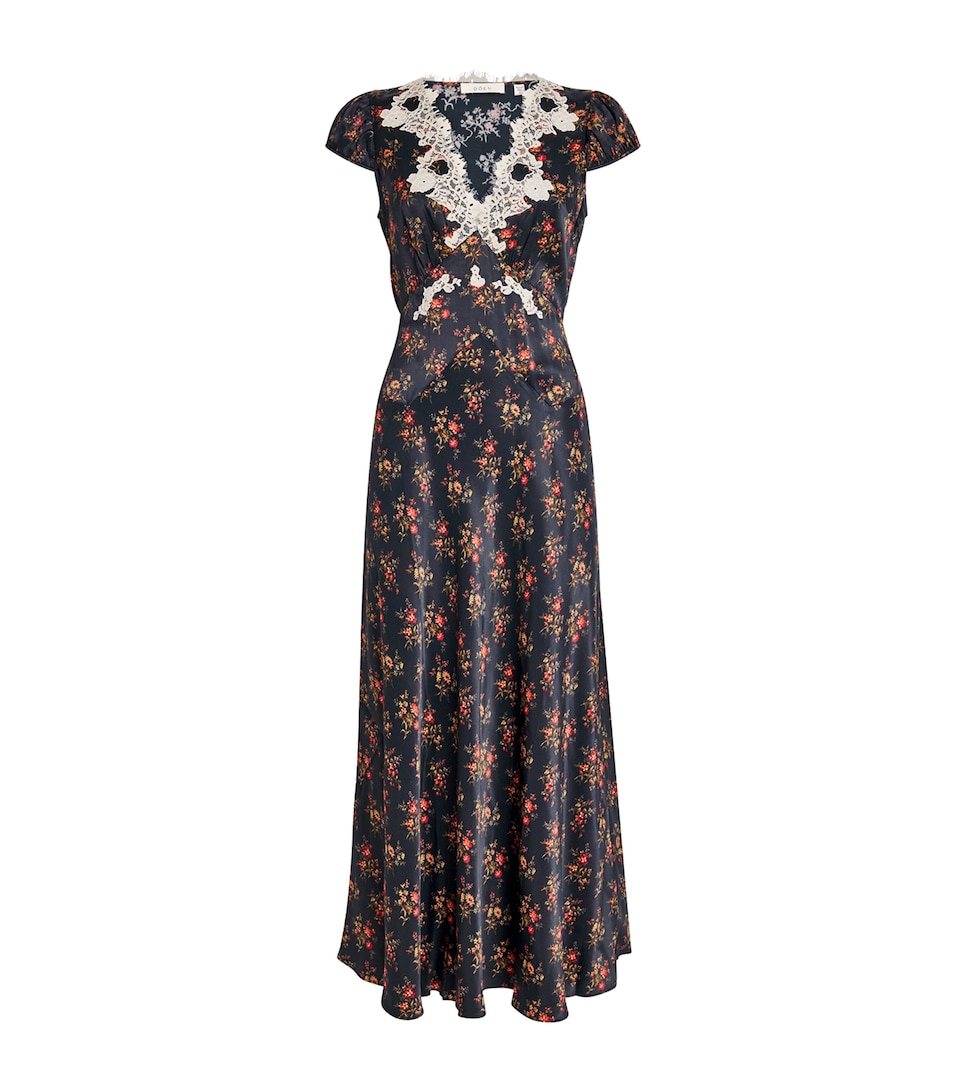 Satin Floral Coraline Midi Dress