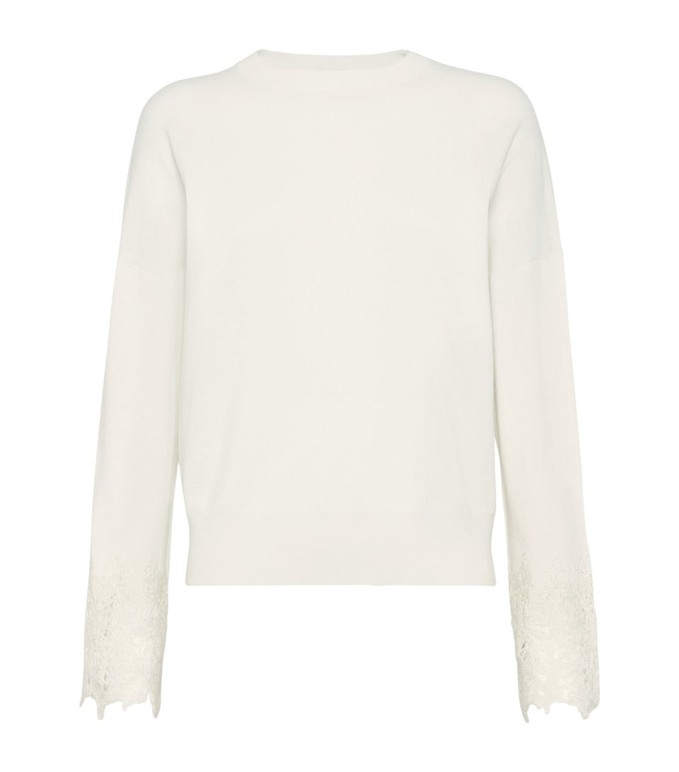 Cashmere Wispy Lace-Cuff Sweater
