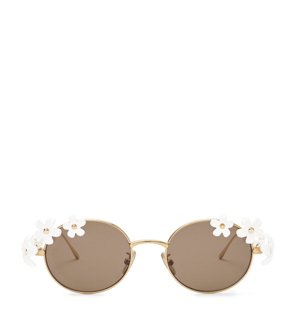 LOEWE x Paula's Ibiza Metal Round Daisy Sunglasses White