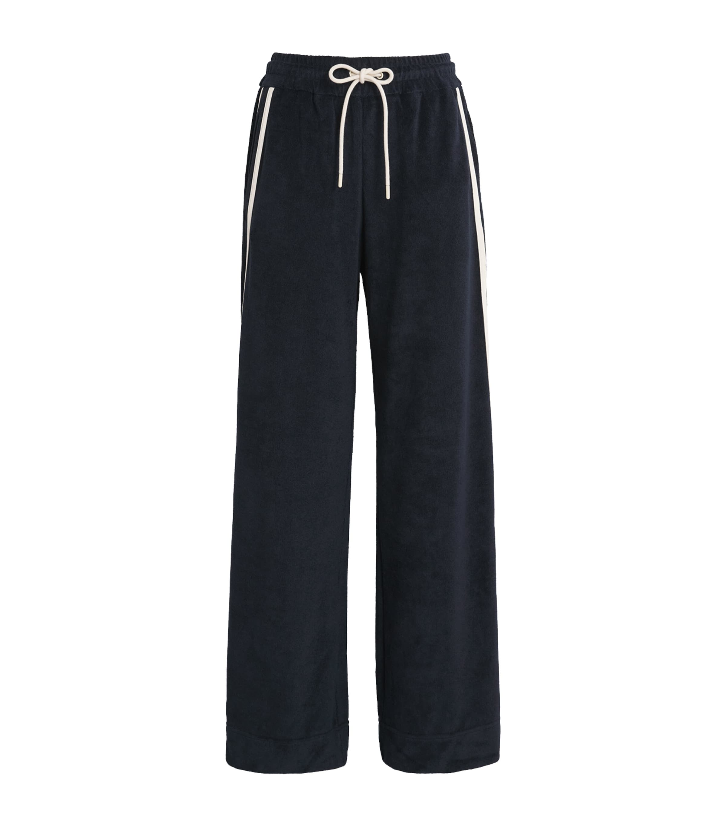 ME+EM Womens Towelling Stripe Sweatpants Navy/cream