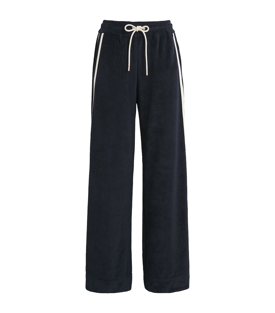 ME+EM Womens Towelling Stripe Sweatpants Navy/cream