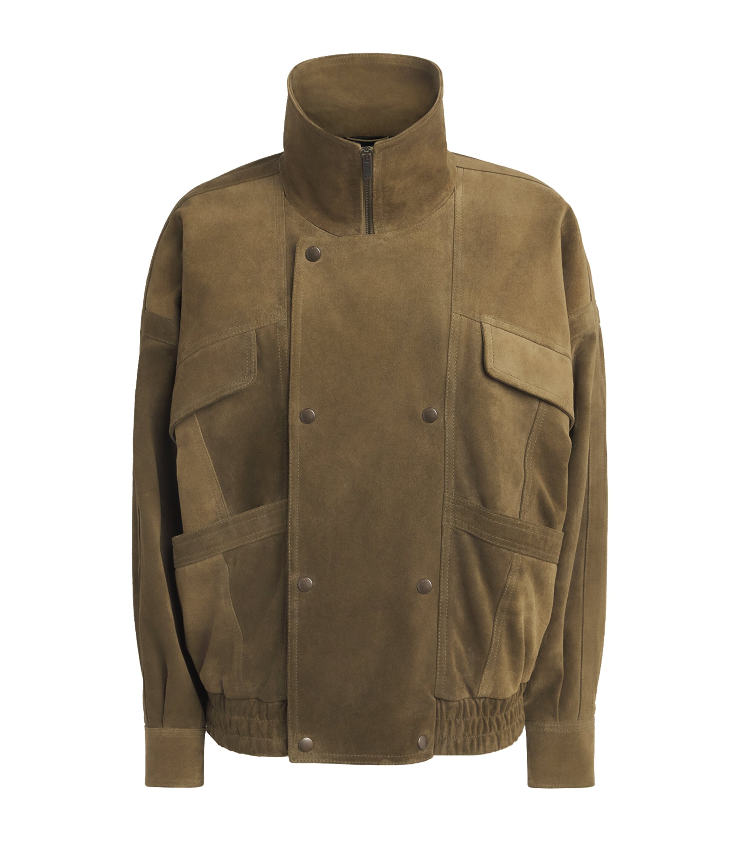 Saint Laurent Womens Suede Bomber Jacket