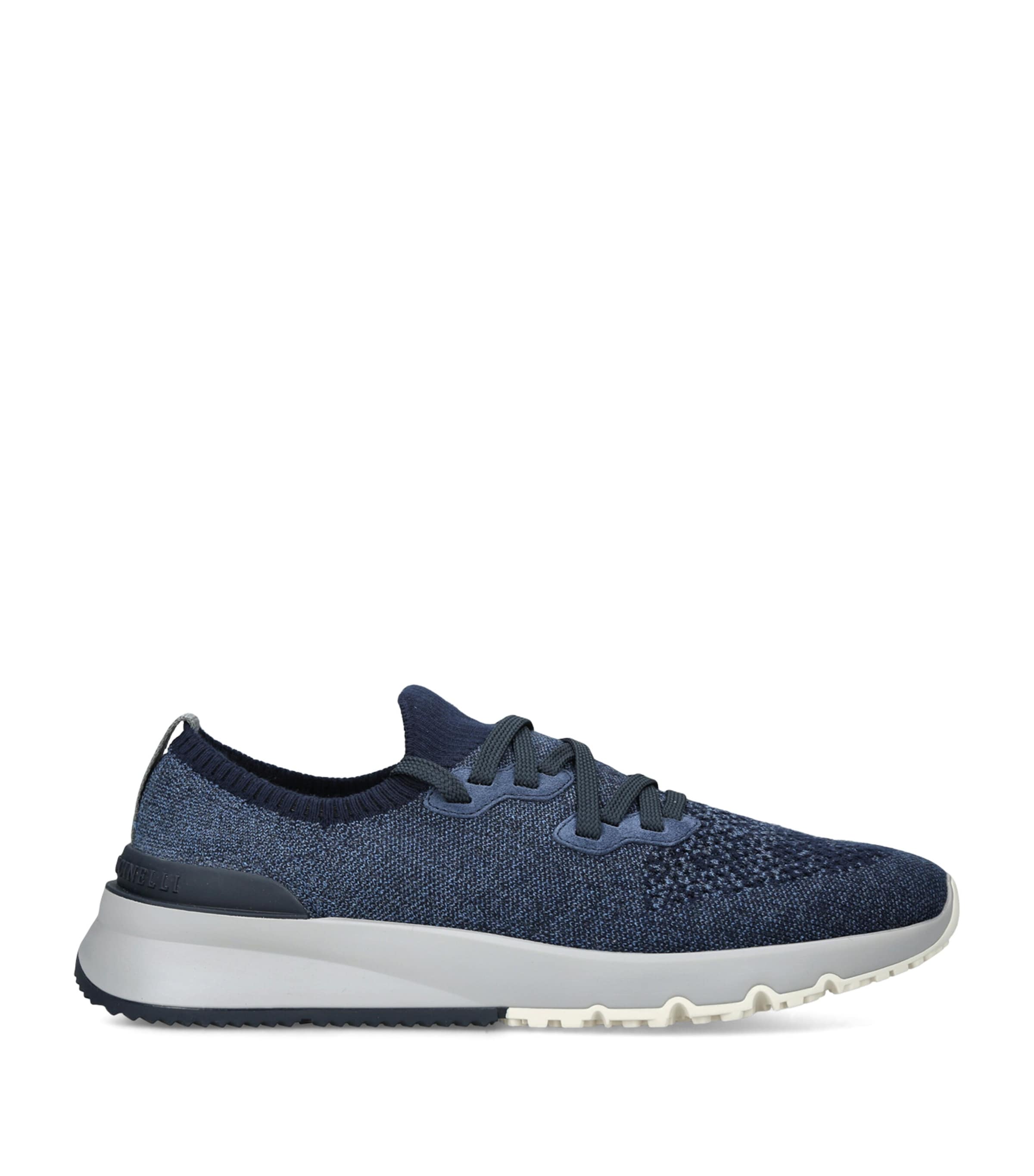 Brunello Cucinelli Knitted Sneakers Mid Blue