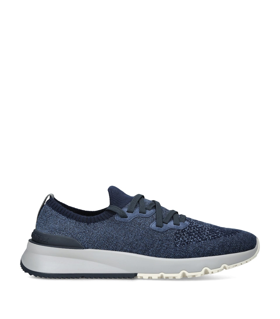 Brunello Cucinelli Knitted Sneakers Mid Blue