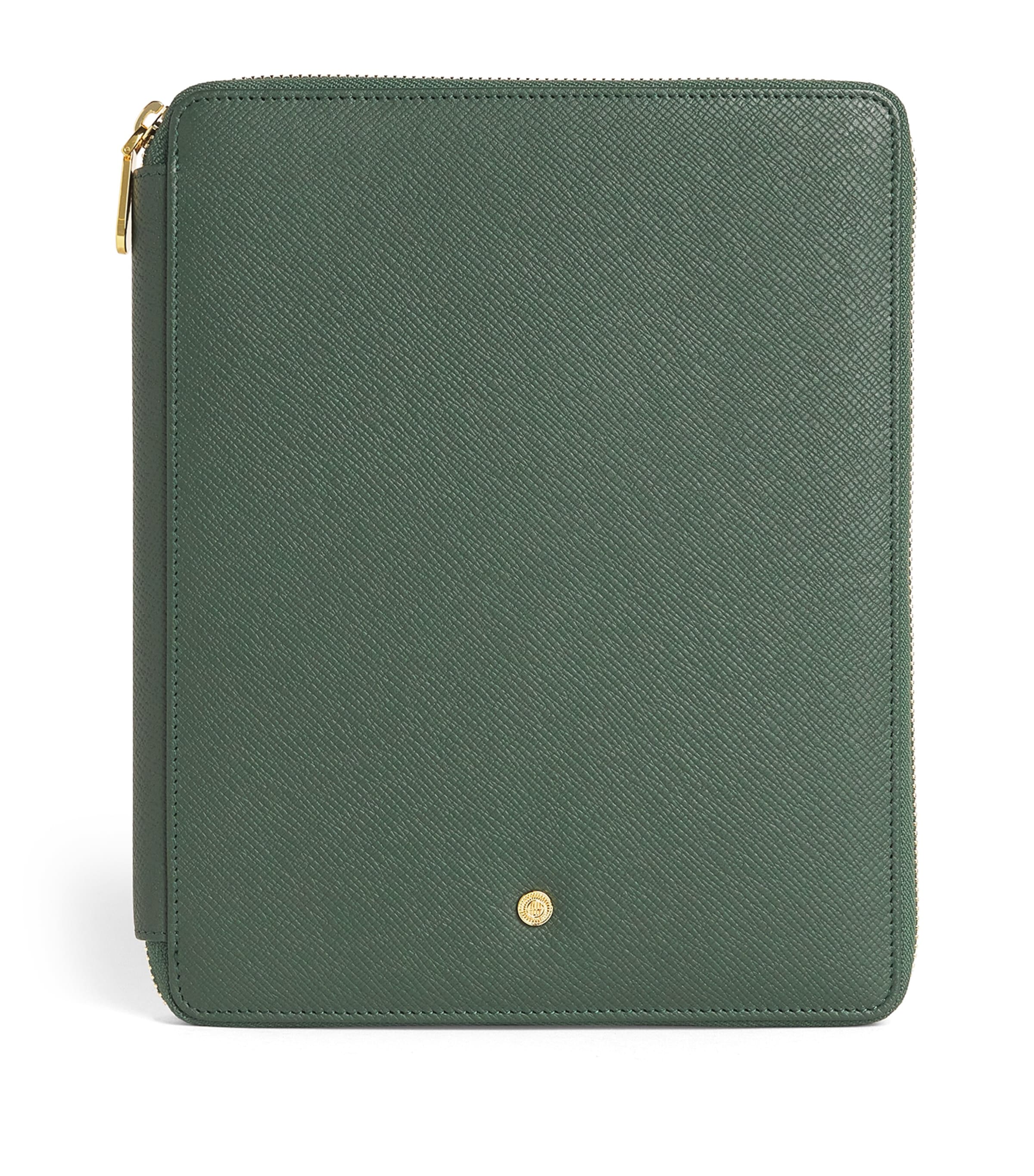 Harrods Leather Writing Folder Green