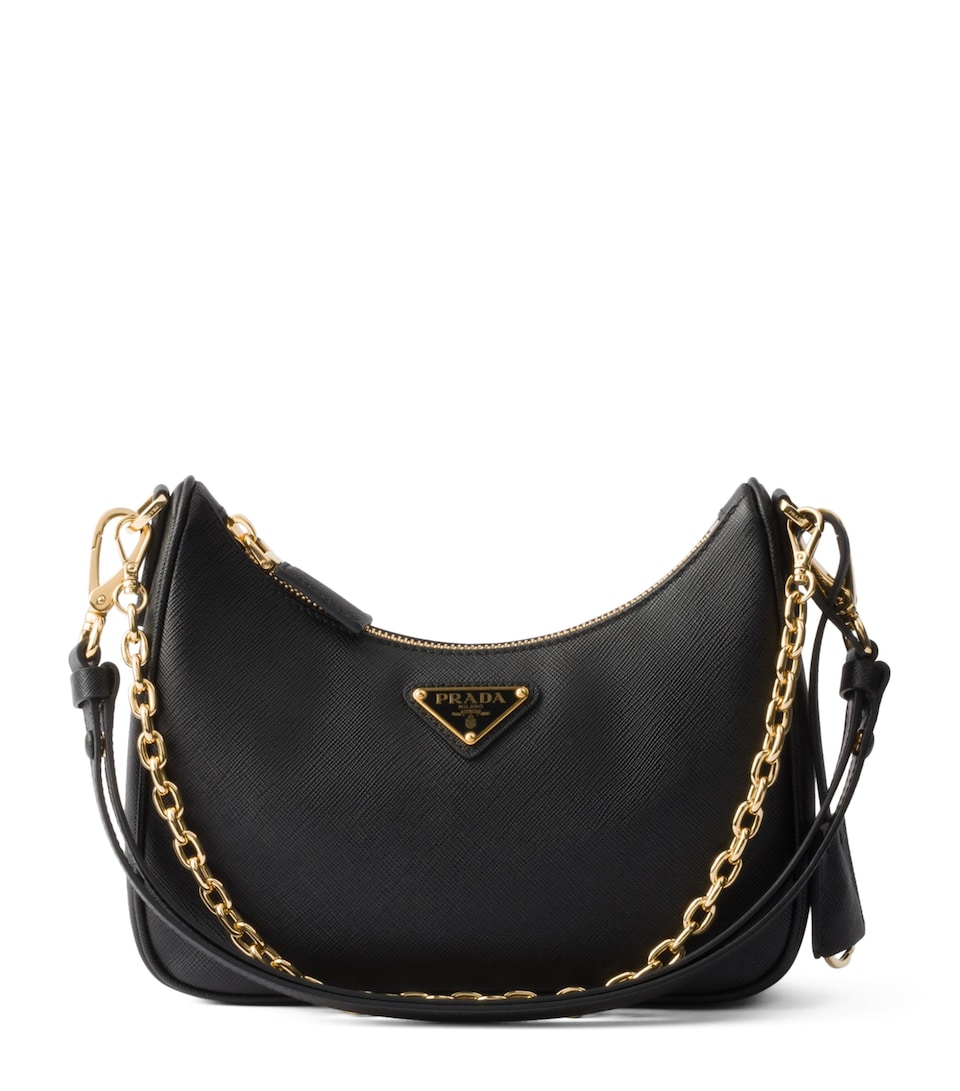 Prada Mini Saffiano Leather Re-Edition Shoulder Bag Black