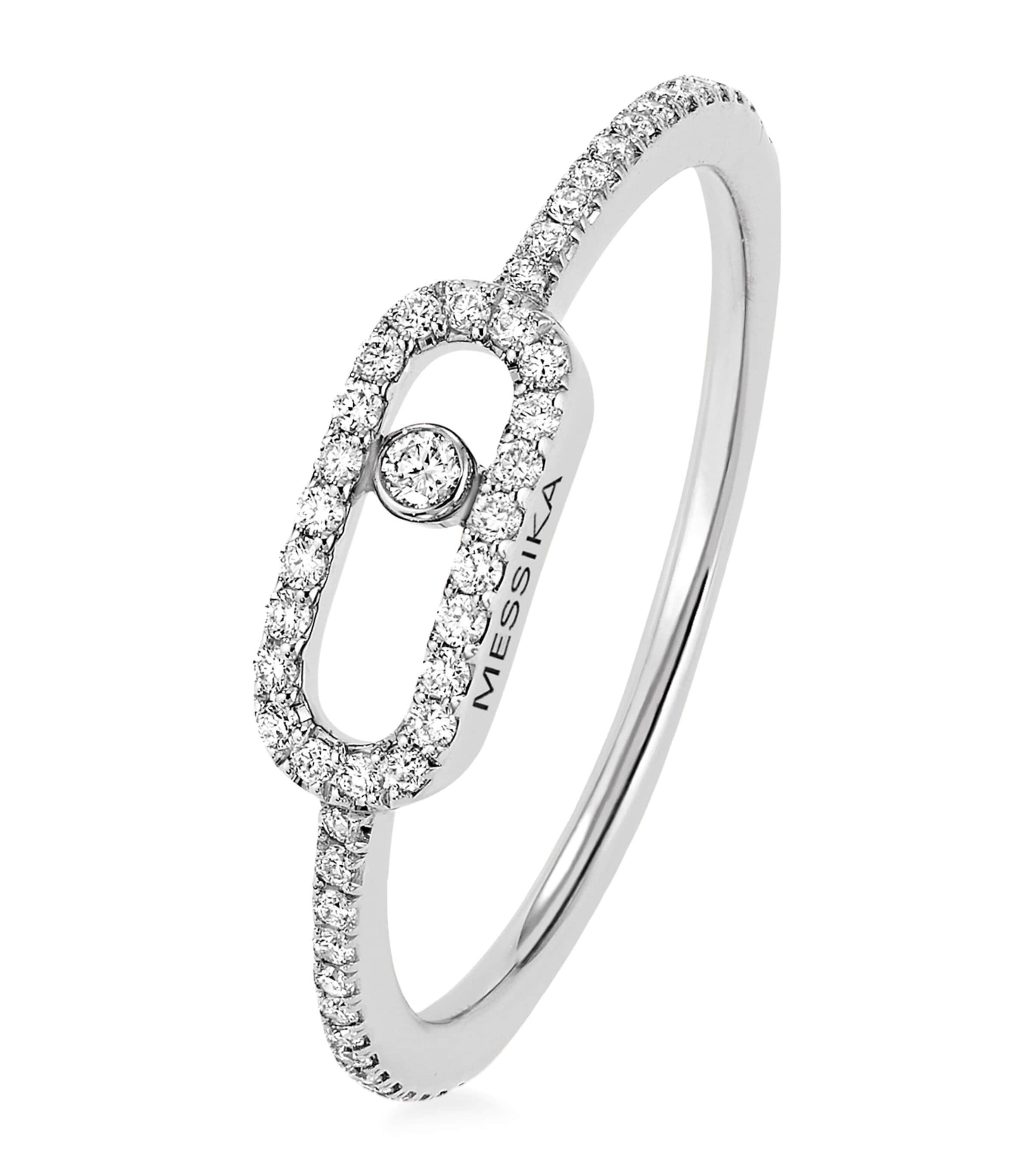 White Gold and Diamond Move Uno Ring