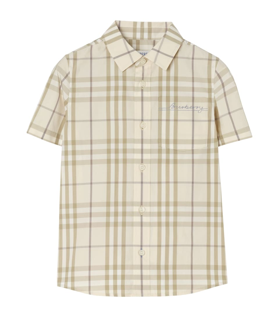 Burberry Kids Cotton Check Short-Sleeve Shirt (4-12 Years) Sesame Beige Ip Chk