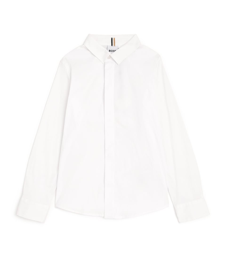 Cotton-Blend Concealed-Placket Shirt (4-16 Years)