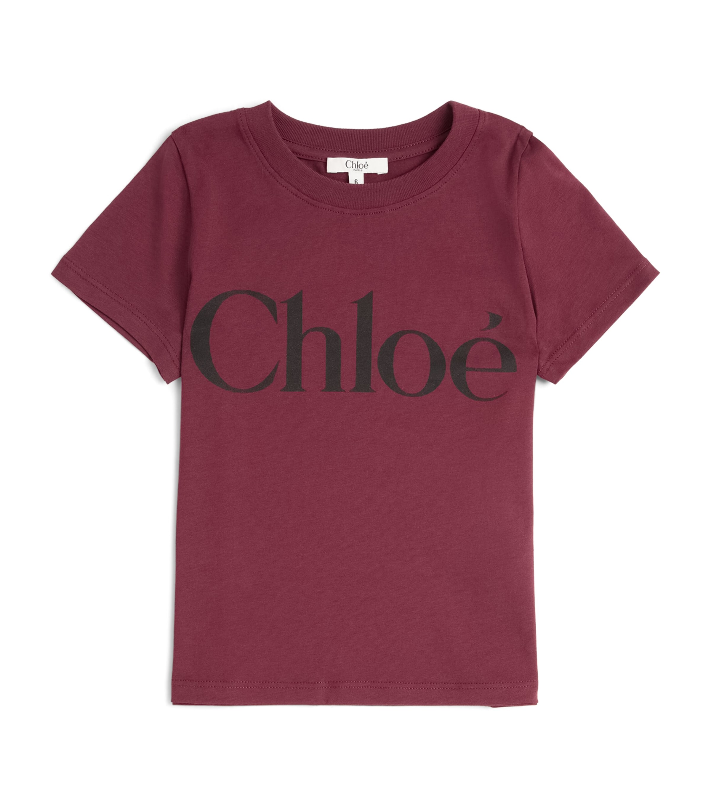 Chloé Kids Cotton Logo T-Shirt (4-14 Years) Dark Plum