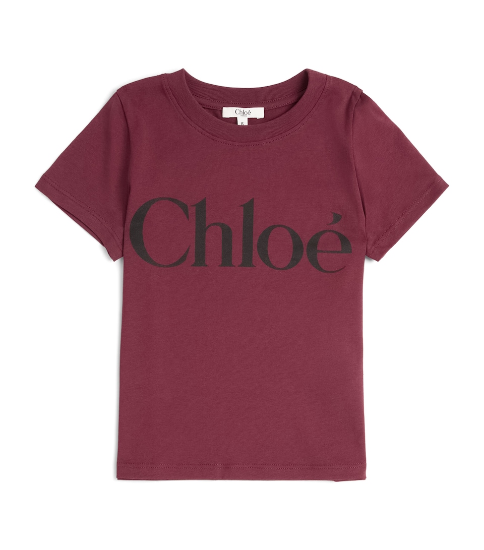 Chloé Kids Cotton Logo T-Shirt (4-14 Years) Dark Plum