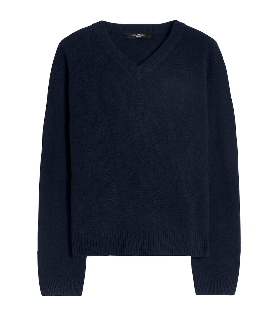 Weekend Max Mara Womens Cashmere V-Neck Sweater Navy