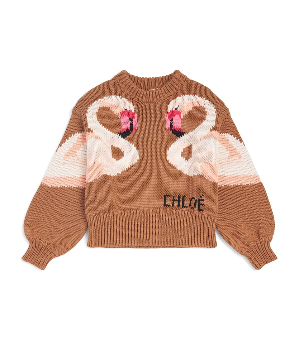 Chloé Kids Cotton-Wool Swan Logo Sweater (4-14 Years) Thrush