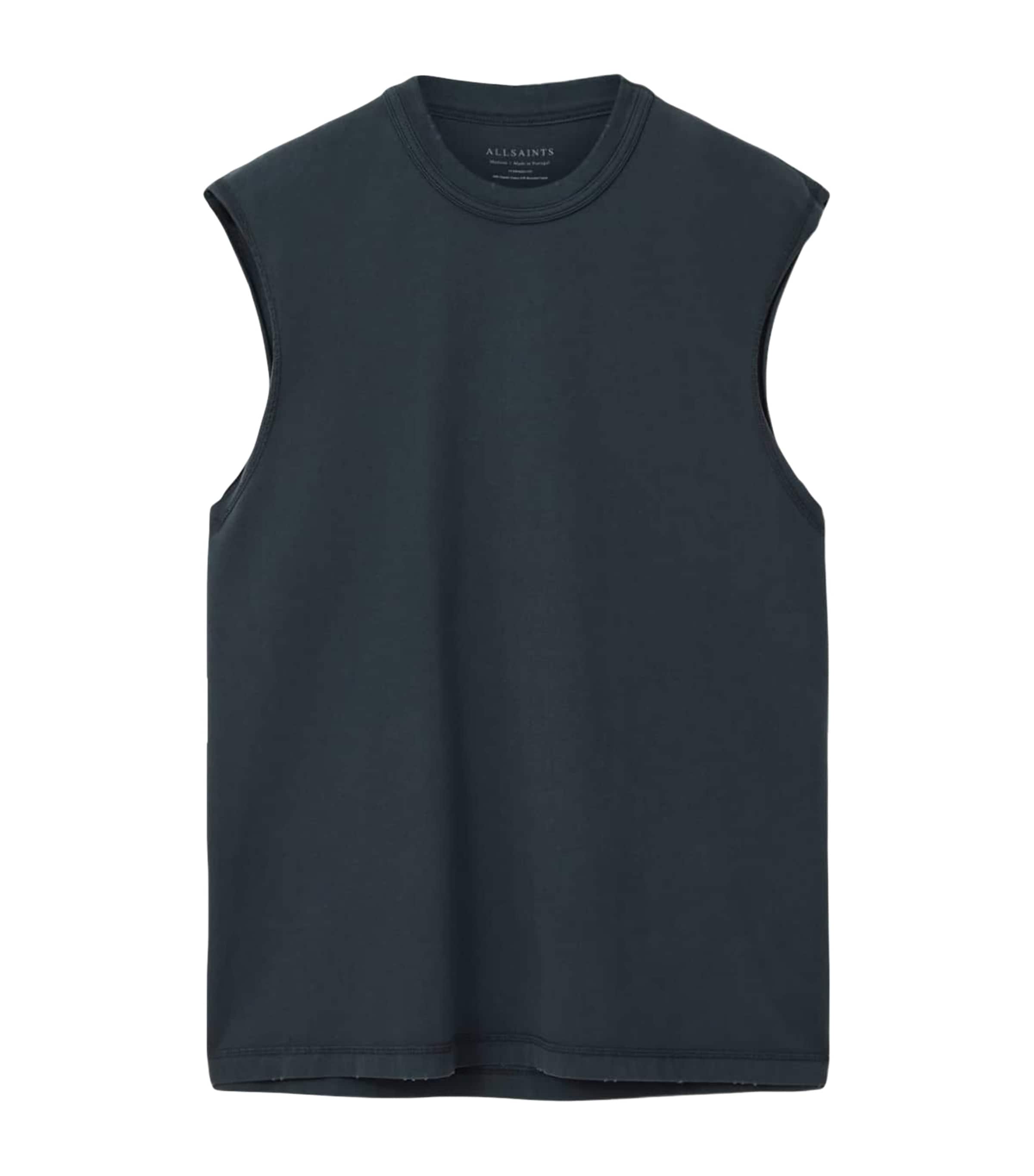 AllSaints Mens Cotton Sleeveless Cole T-Shirt Washed Black
