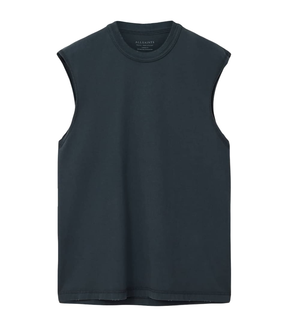 AllSaints Mens Cotton Sleeveless Cole T-Shirt Washed Black