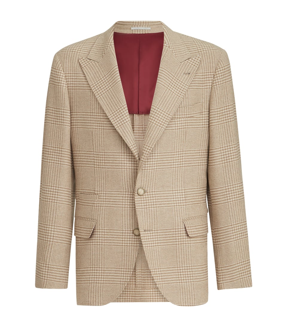 Brunello Cucinelli Mens Wool-Cashmere-Blend Check Blazer