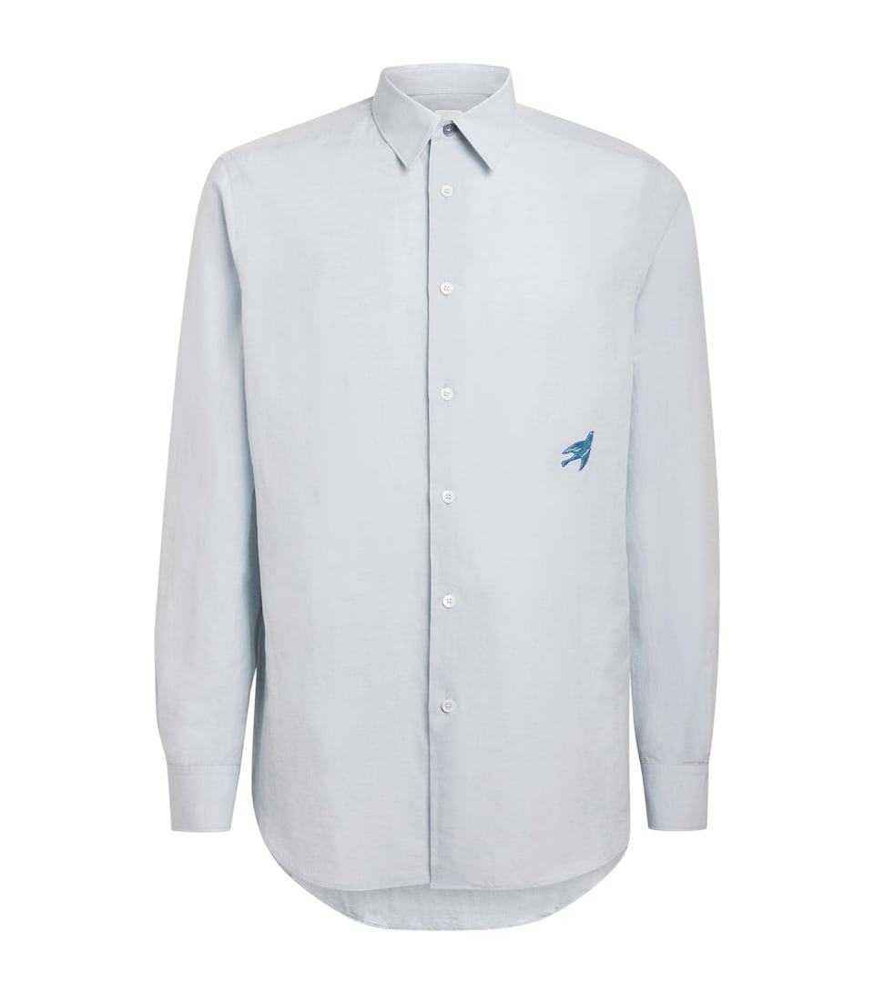 Cotton-Linen Embroidered Oxford Shirt