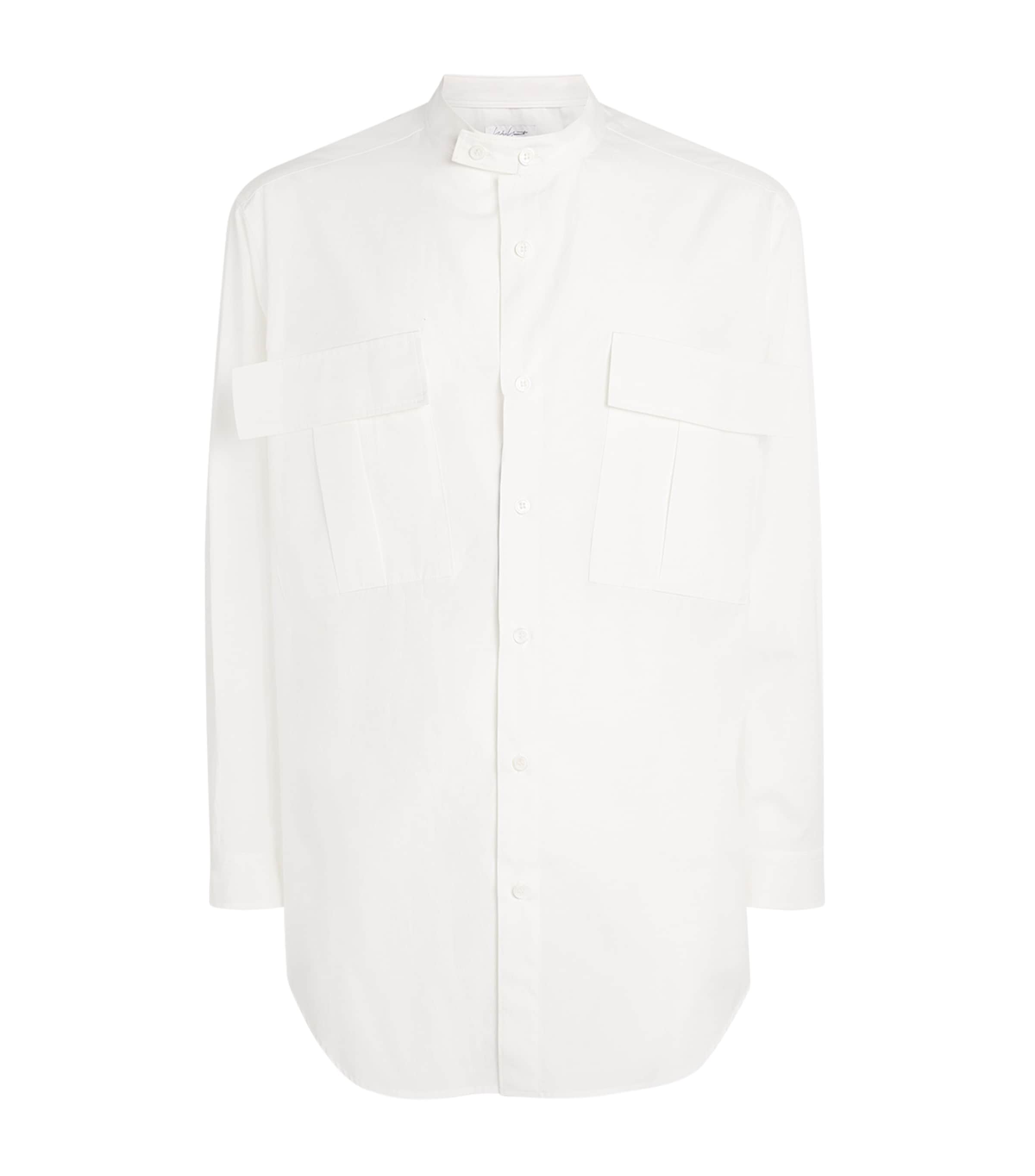 Yohji Yamamoto Mens Cotton Twin-Pocket Shirt White