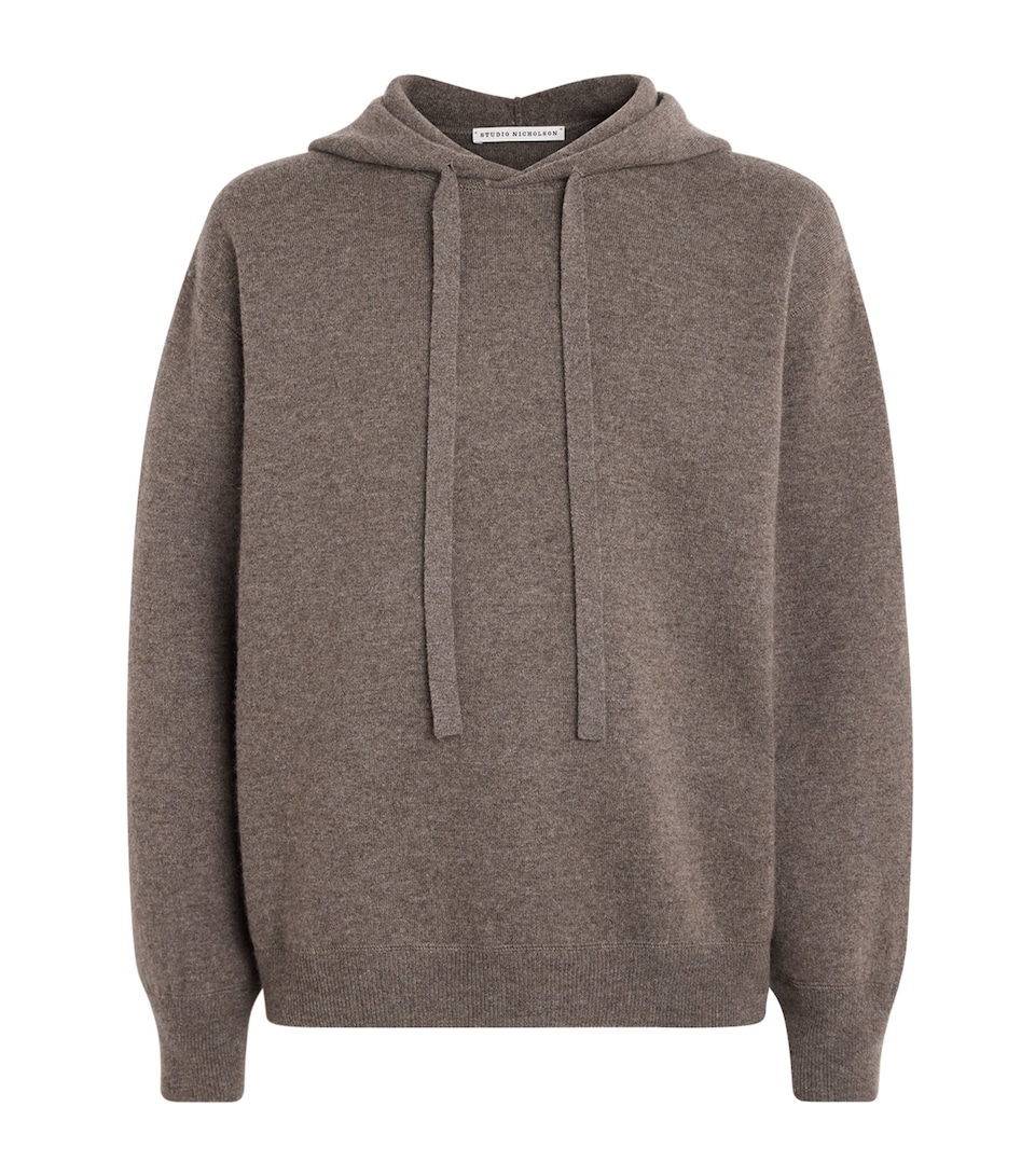Studio Nicholson Mens Wool-Cashmere Cope Knitted Hoodie Mouse