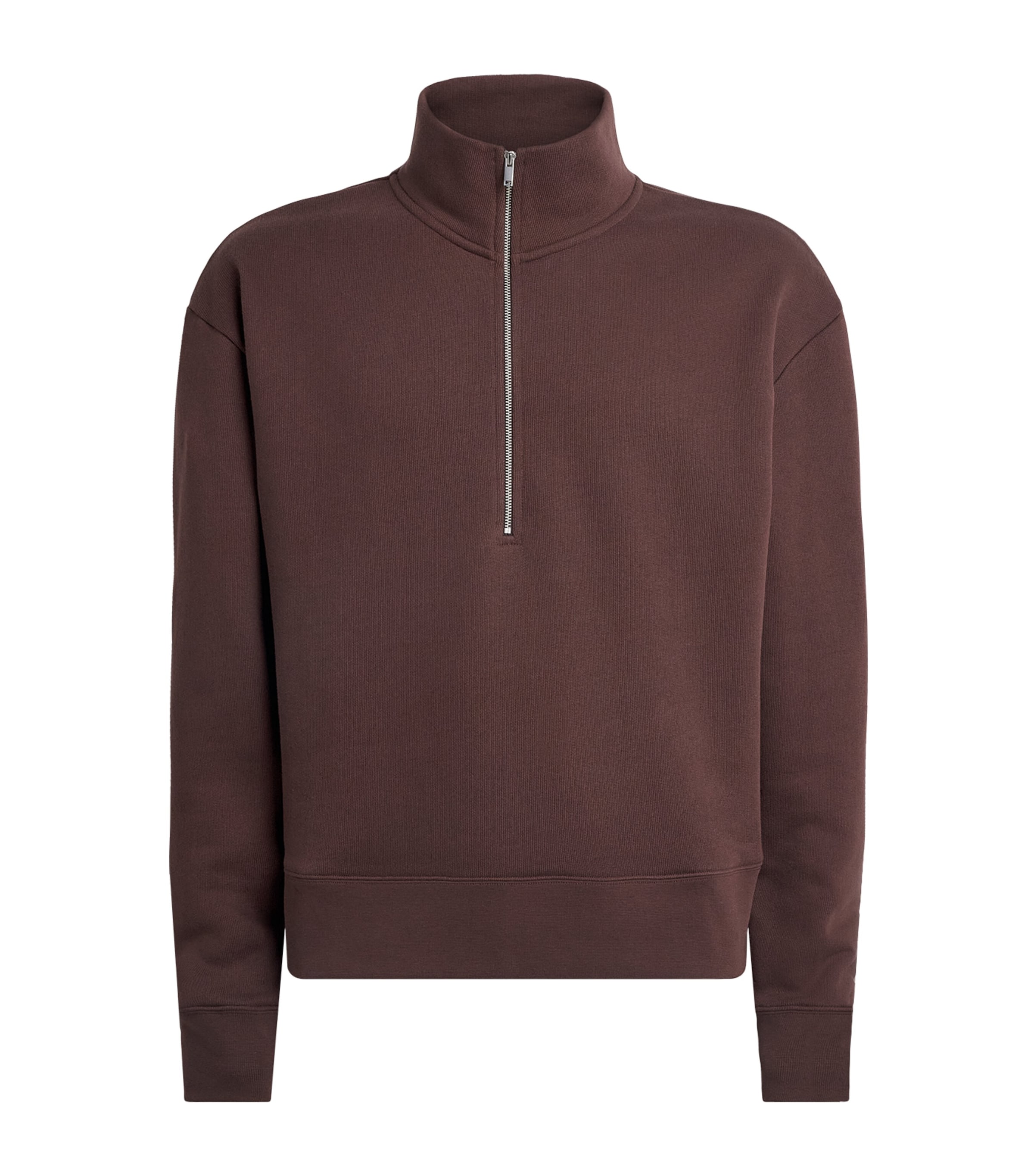Studio Nicholson Mens Cotton Half-Zip Sweatshirt Chesnut