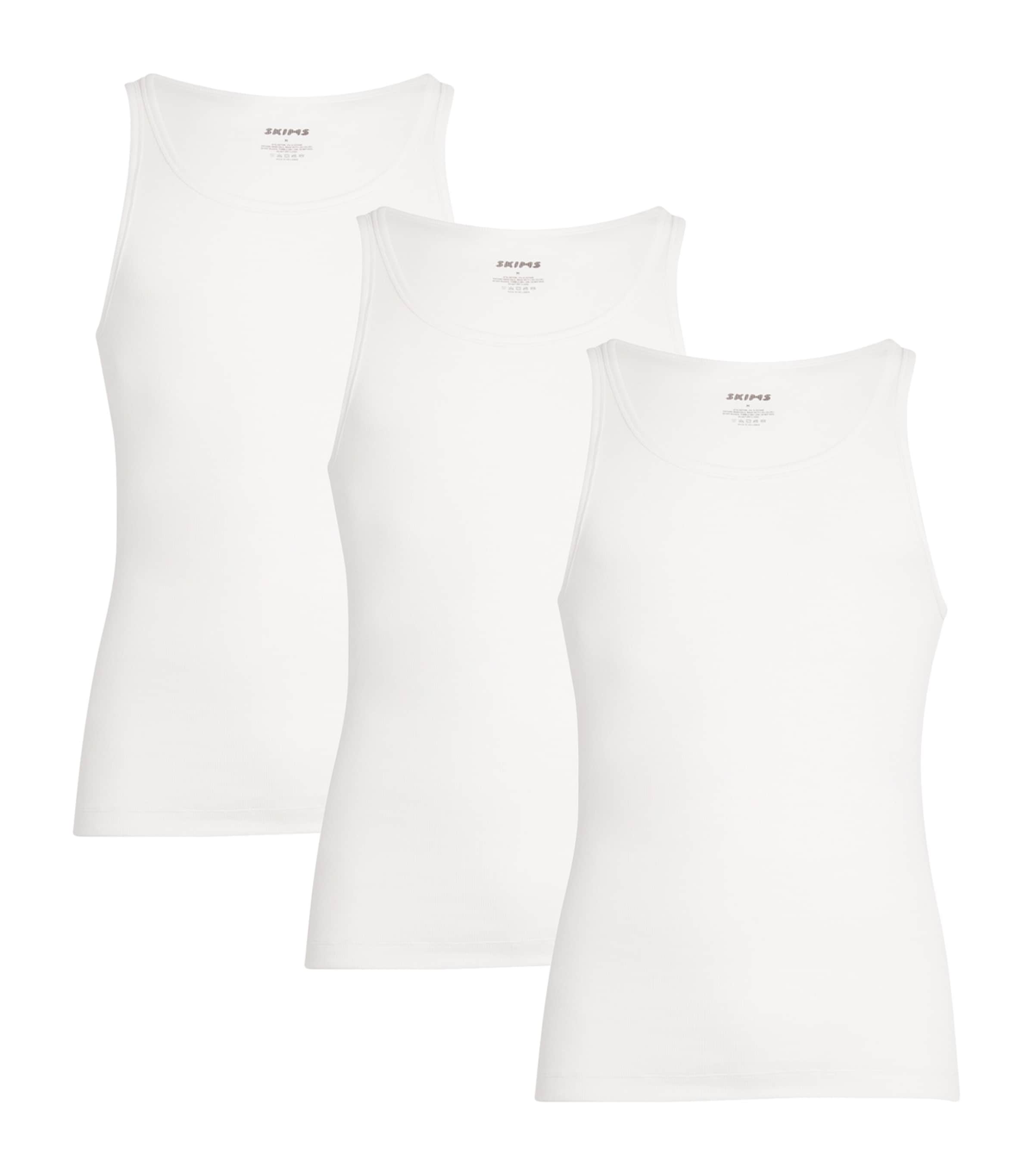 Skims Mens Cotton Ribbed Tank Tops (Pack of 3) Chalk
