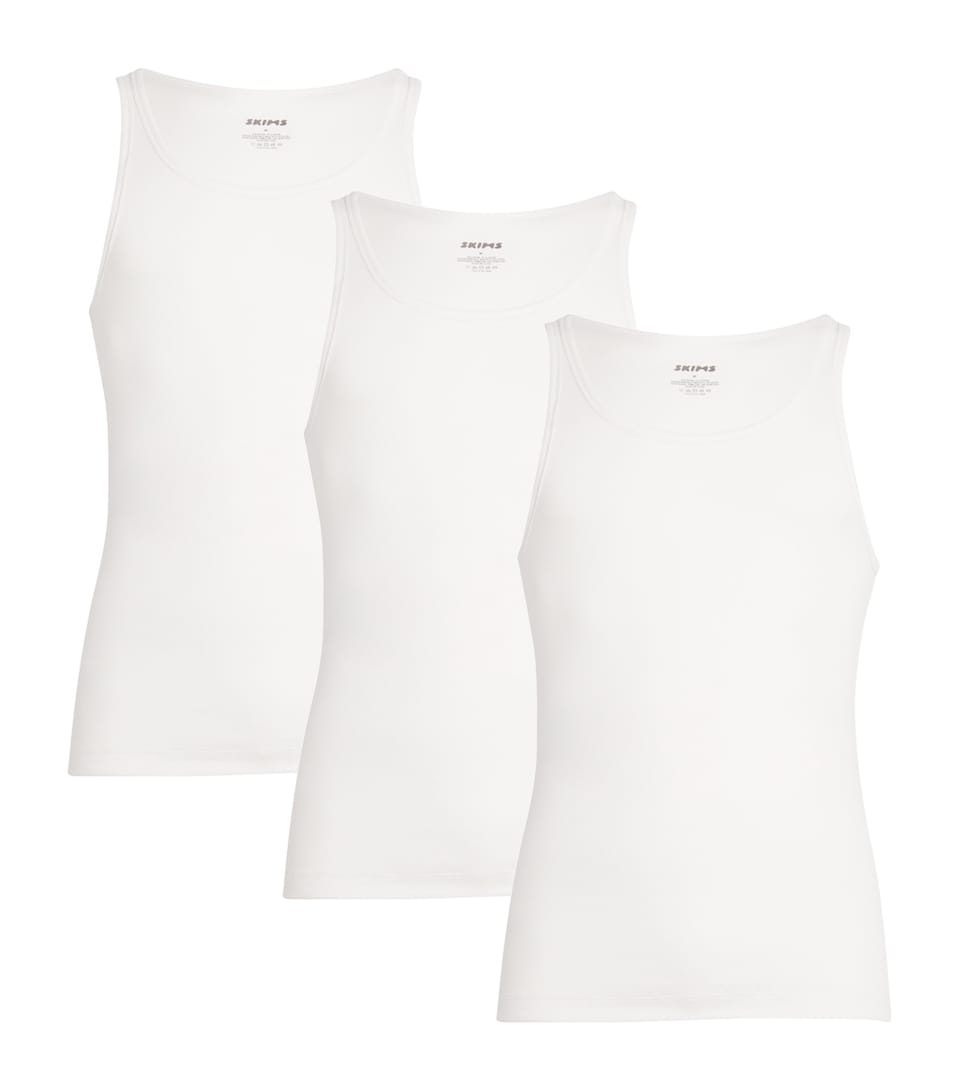 Skims Mens Cotton Ribbed Tank Tops (Pack of 3) Chalk