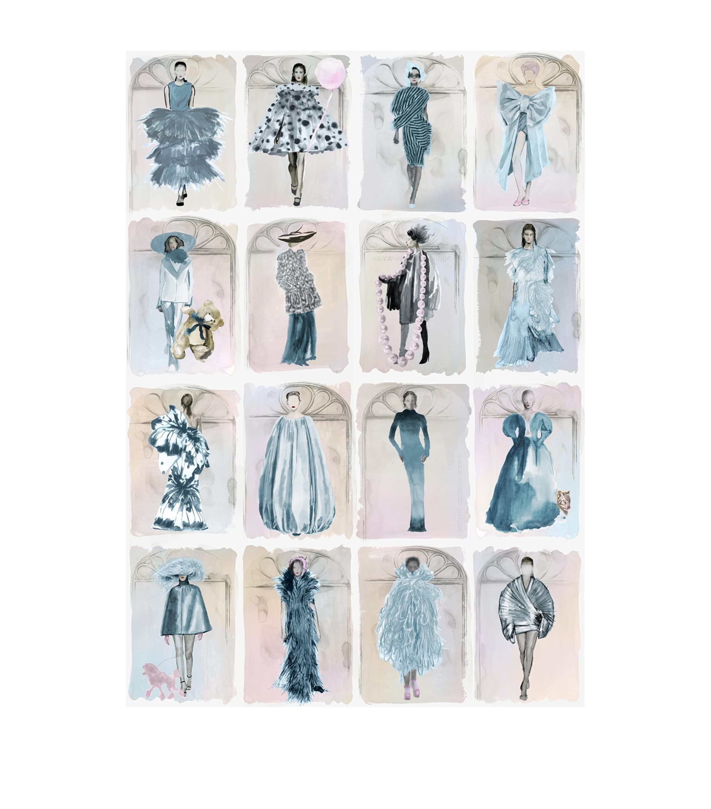 x Harrods Interior Design 175 Anniversary Edition Couture Carousel Window Wallpaper - China Blue Pearl