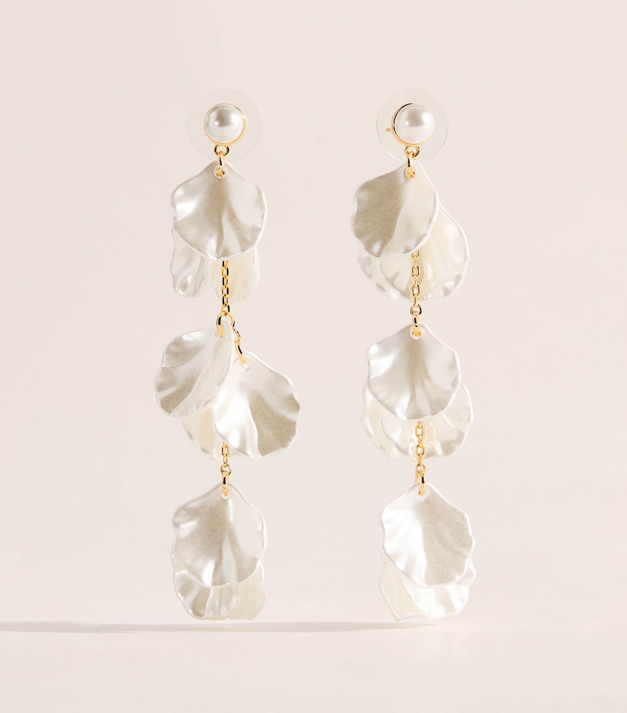 Self-Portrait Faux Pearl Petal Drop Earrings Pearl