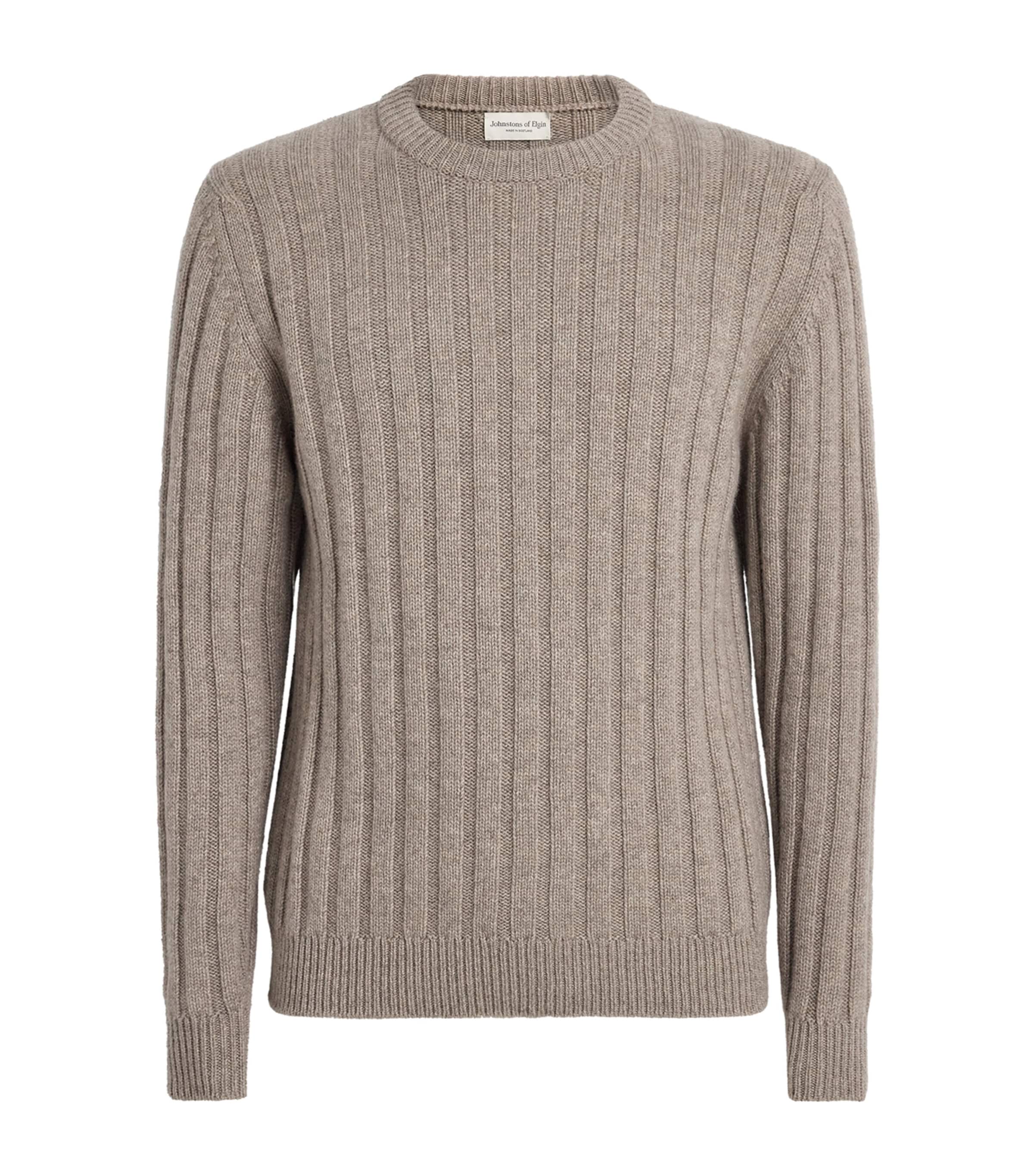 Johnstons Of Elgin Mens Cashmere Peel Sweater Pebble