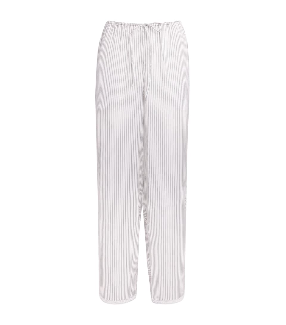 Skims Womens Woven Shine Stripe Pyjama Bottoms Slvr Trpl Pinstripe