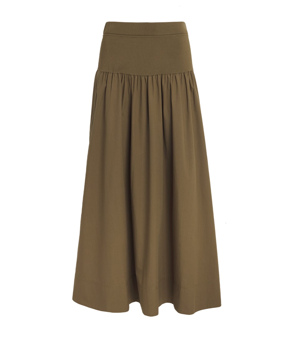 ME+EM Womens Mixed Media Maxi Skirt Olive Green